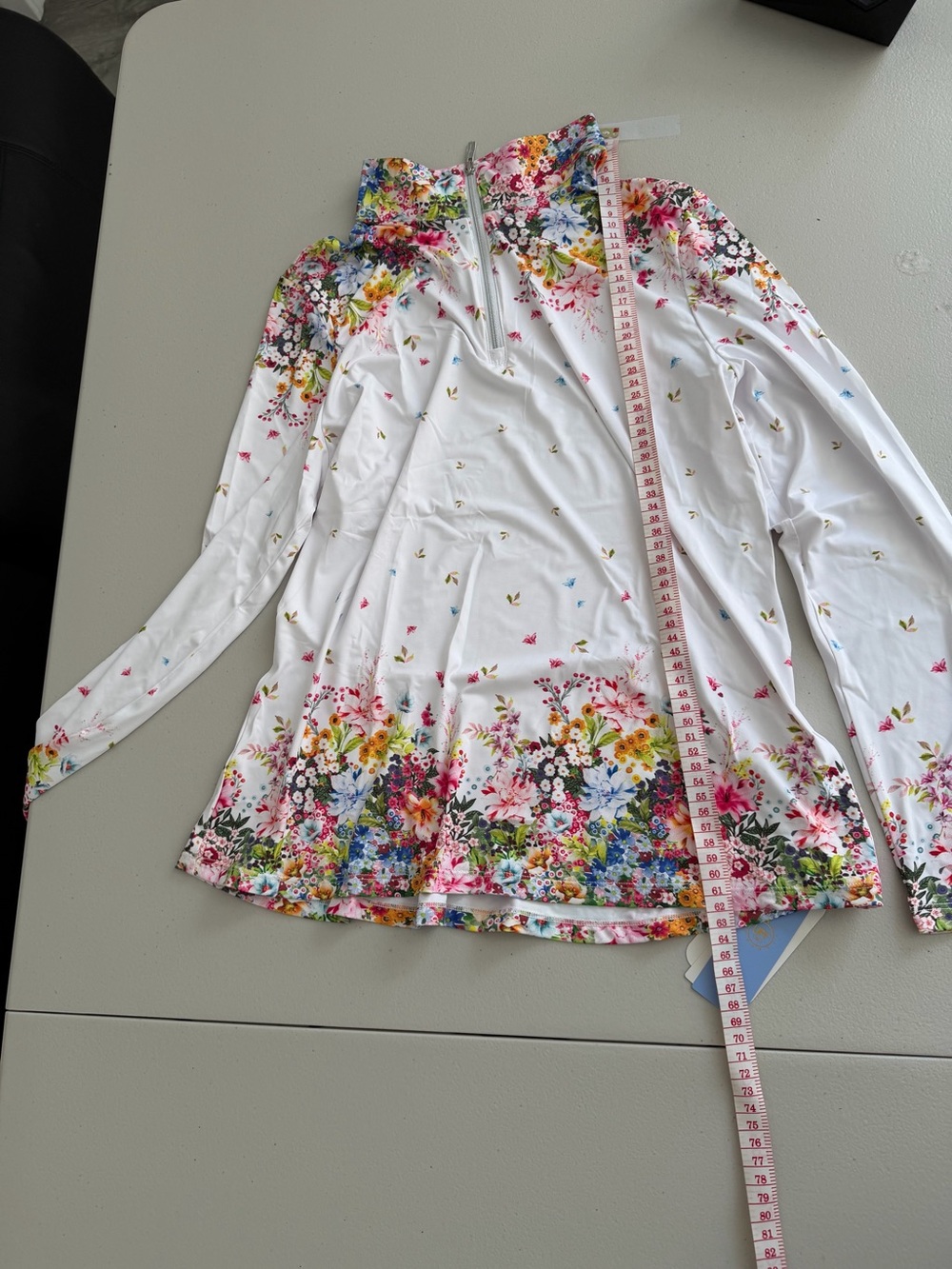 ACEGOLFS NWT White Floral Quarter Zip Golf Pullover Size S - Picture 7 of 7